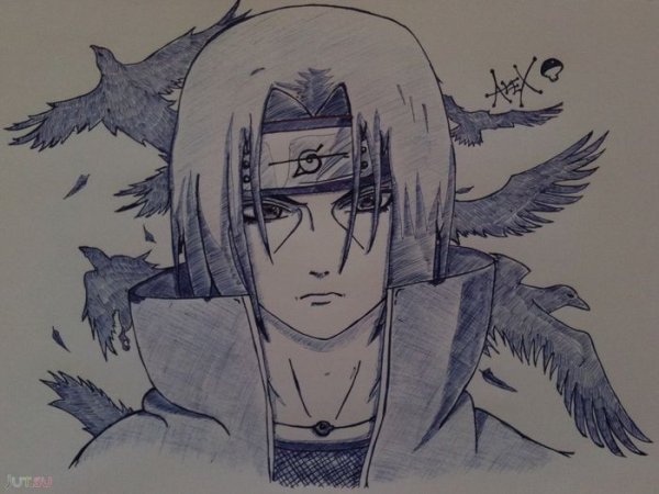Рисунок из Наруто карандашом Итачи