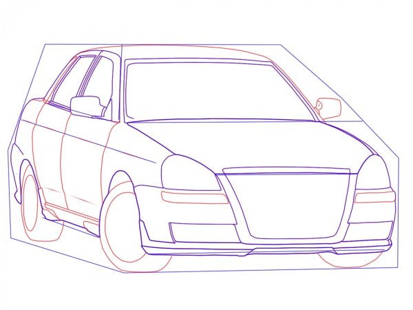 Нарисованная Приора спереди