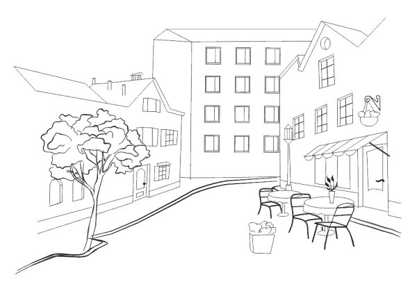 Городской пейзаж карандашом