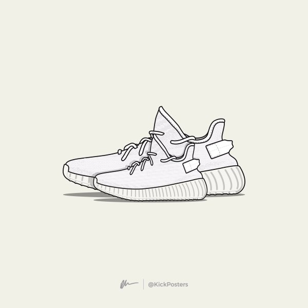 Yeezy Boost кроссовки арт белый фон