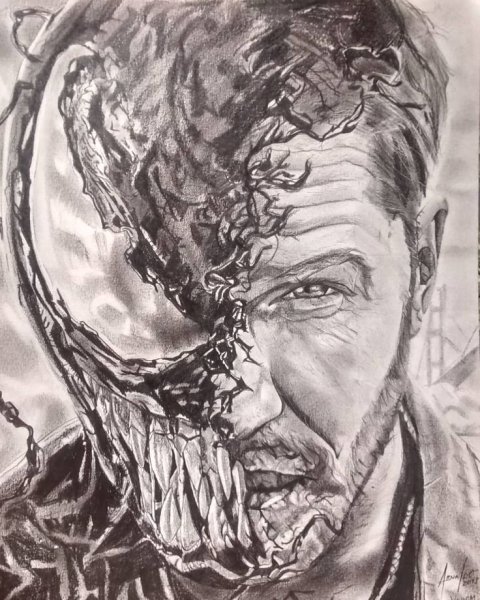 Веном с Томом Харди рисунок