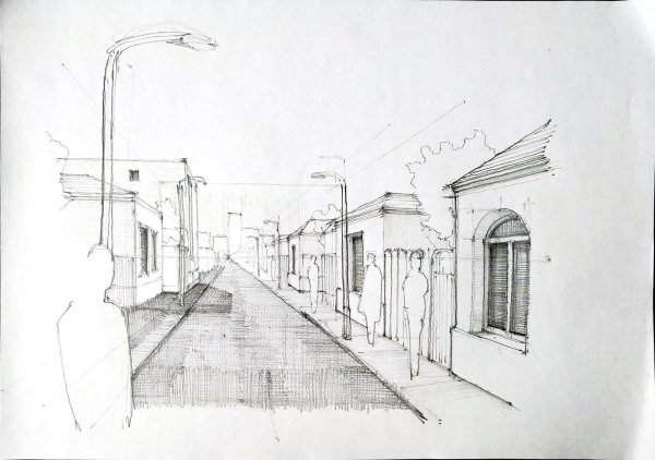 Линейная фронтальная перспектива улицы