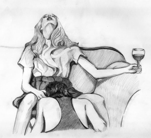 Зарисовка кунилингуса в карандаше