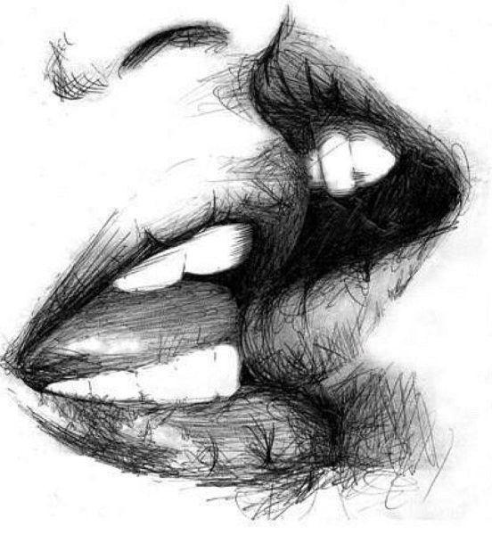 Поцелуй влюбленных карандашом