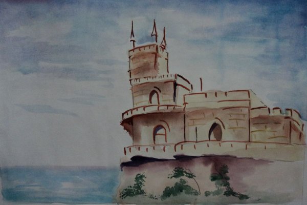 Ласточкино гнездо Крым акварель