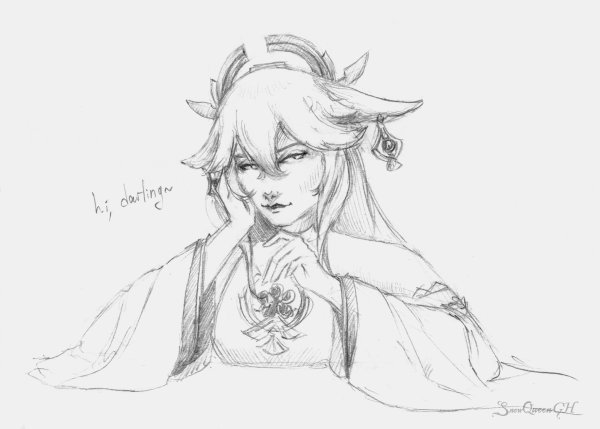 Яэ Мико скетч