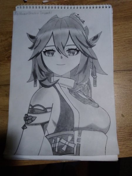 Genshin яй Мико рисунок