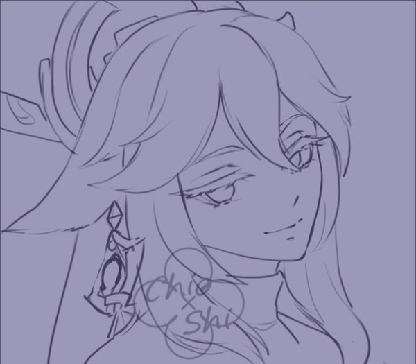 Яэ Мико карандашом