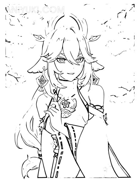 Яэ Мико раскраска