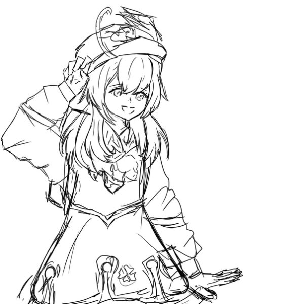 Яэ Мико арт карандашом