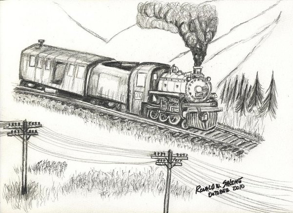 Военный поезд рисунок