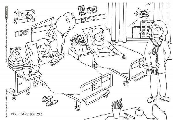 Больница раскраска для детей
