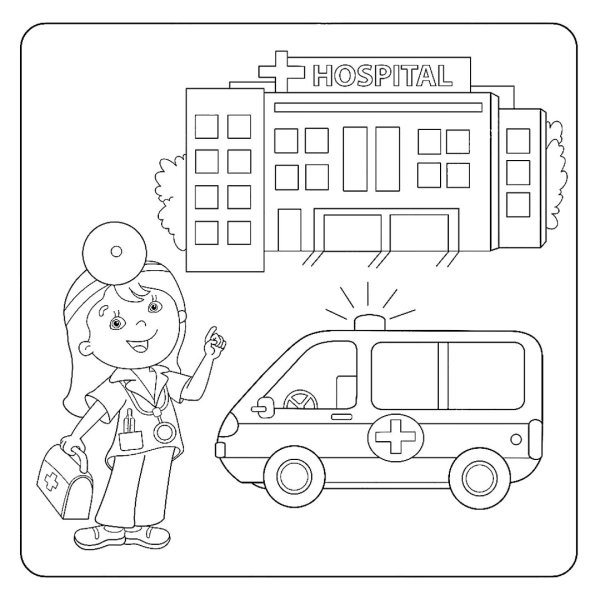 Раскраска поликлиника для детей