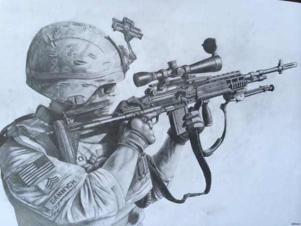 Современный солдат рисунок