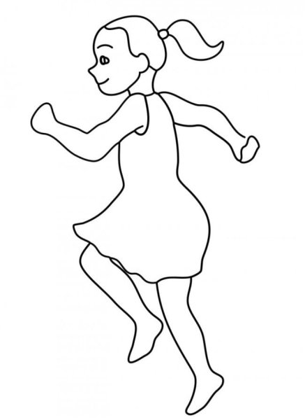 Раскраска девочка бежит