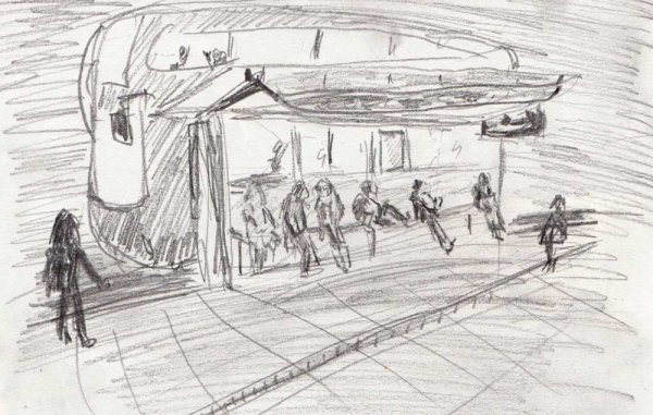 Раскраска автобусная остановка