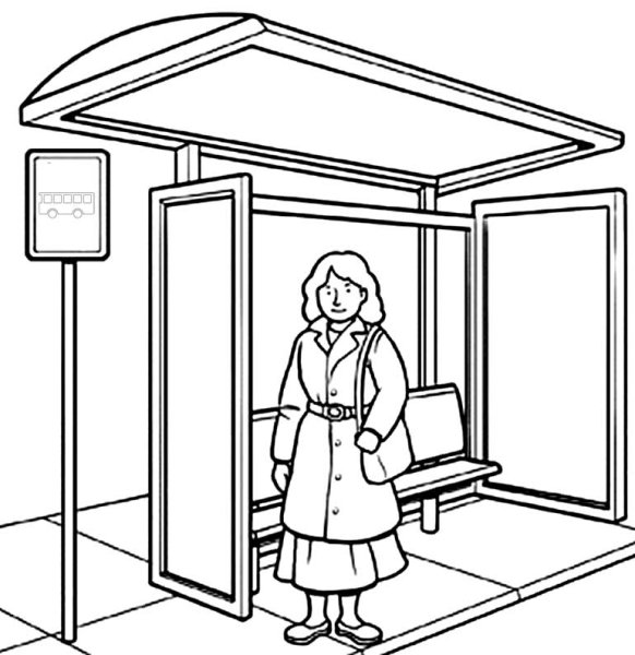 Автобусная остановка раскраска для детей