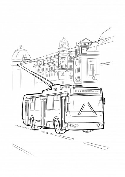 Троллейбус карандашом