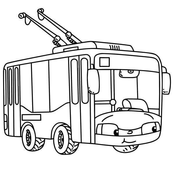 Троллейбус раскраска для детей