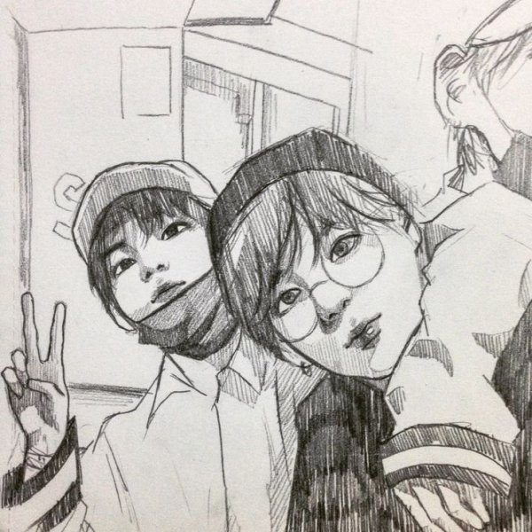 БТС арт карандашом Вигуки