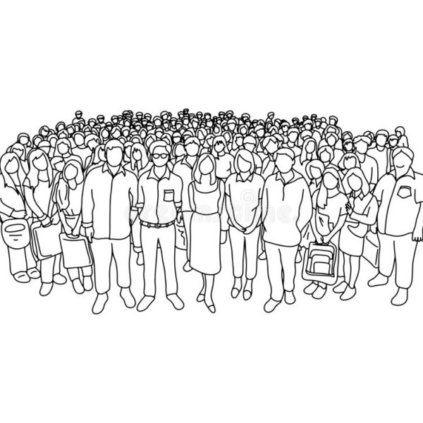 Толпа людей карандашом