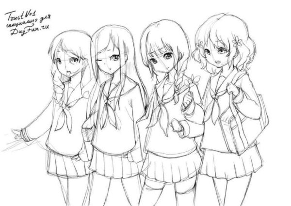 Раскраски аниме школа