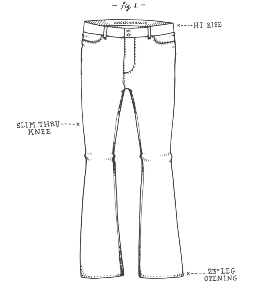 Джинсы эскиз женские