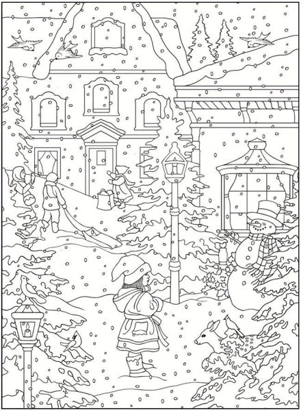 Новогодние сюжеты раскраски