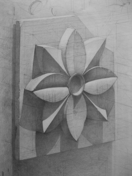 Гипсовая розетка пятилистник Академический рисунок