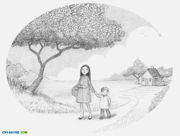 Детство рисунок карандашом