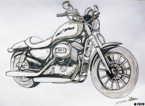 Поэтапное рисование мотоцикла