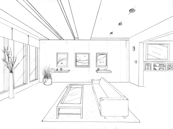 Фронтальная перспектива интерьера