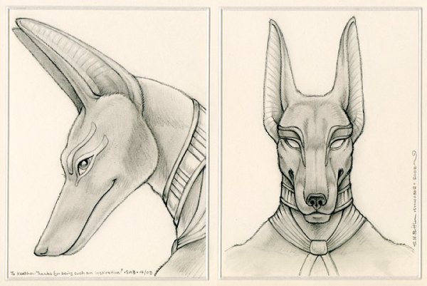 Анубис Бог Египта карандашом