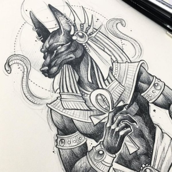 Египетский Анубис тату