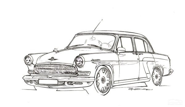 Рисунок Волга ГАЗ-21 вид сбоку