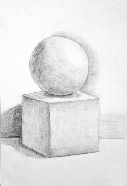 Натюрморт геометрических фигур карандашом