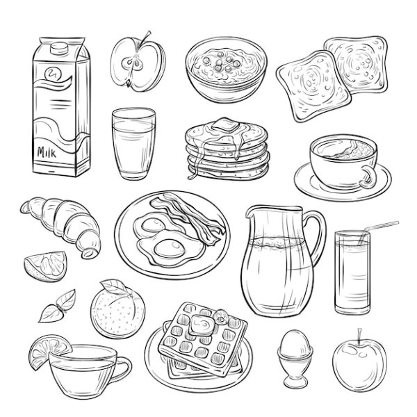 Завтрак рисунок карандашом