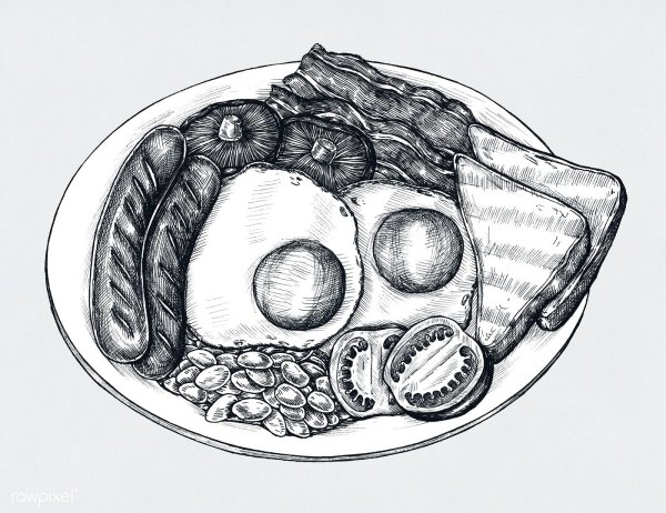 Зарисовки карандашом яичница