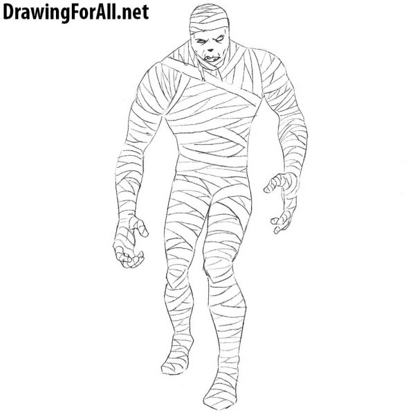 Нарисовать мумию карандашом