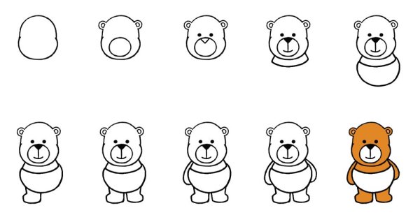 Легкое рисование медведя