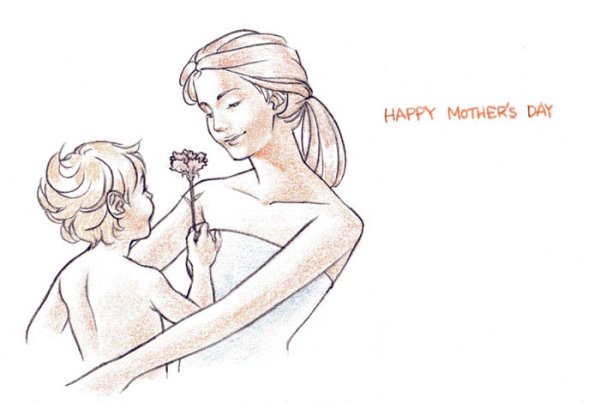 Мама и сын рисунок для срисовки