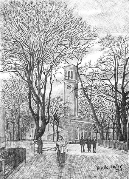 Графический пейзаж со стаффажем