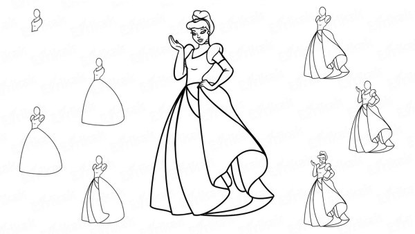 Раскраска принцесса Золушка и принц