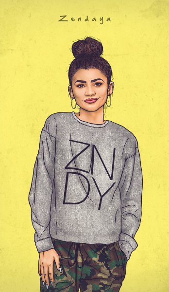 Зендая портрет карандашом