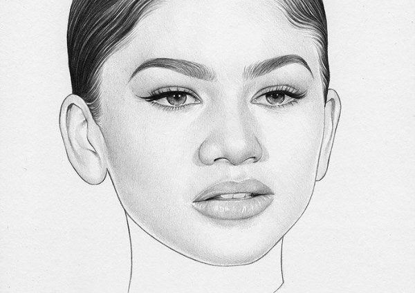 Зендая портрет карандашом