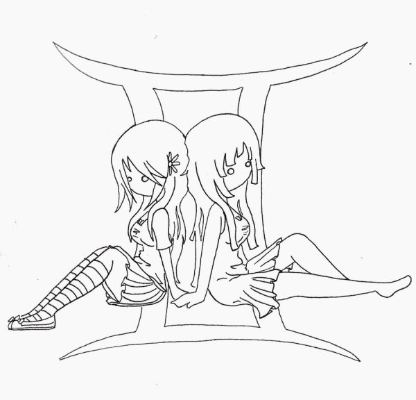 Раскраска Близнецы знак зодиака