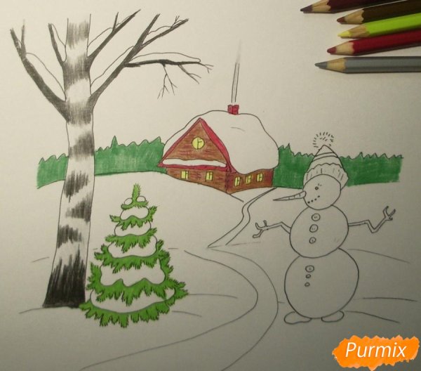 Зимние рисунки для срисовки