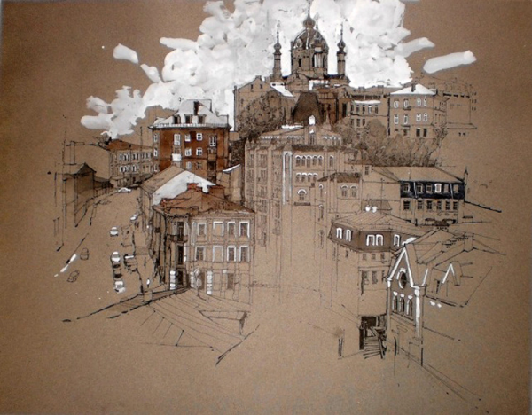 Объемный рисунок цветными карандашами