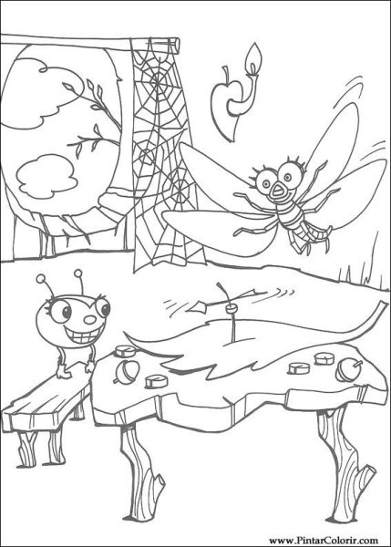 Стрекоза и муравей раскраска