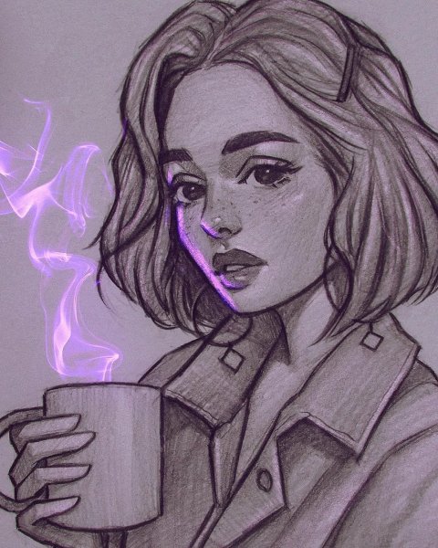 Женщина с косой рисунок